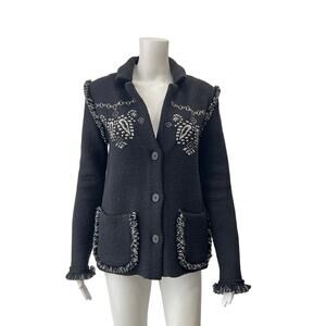 $3600 Alanui Charcoal Black Paisley Bandana Wool Cotton Jacket size Small